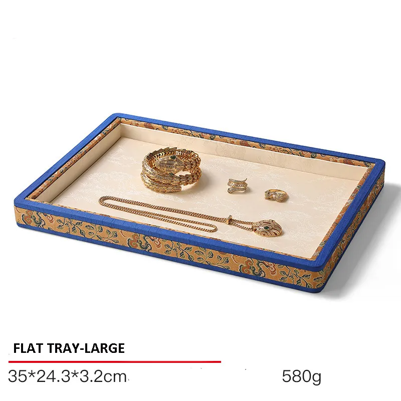 Jewelry Display Tray Beige Multifunction Presentation Trays Pendant, Ring Bracelet, Bangle, Brooch, Flat Tray & Fabric TR042-h
