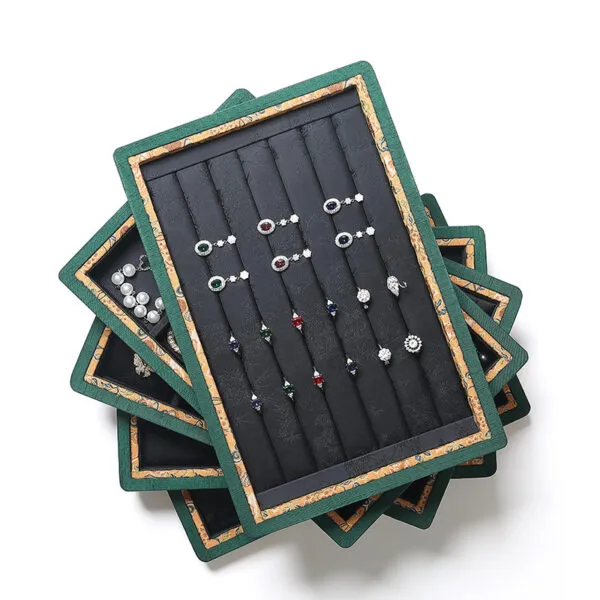 Jewelry Display Tray Black Multifunction Presentation Trays Pendant, Ring Bracelet, Bangle, Brooch, Flat Tray & Fabric TR041-a