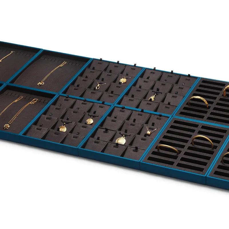Jewelry Display Tray Dark Coffee Color Multifunction Trays Pendant, Ring, Bangle, Earring, Bracelet, Loose Diamond Tray & Leather TR050-a