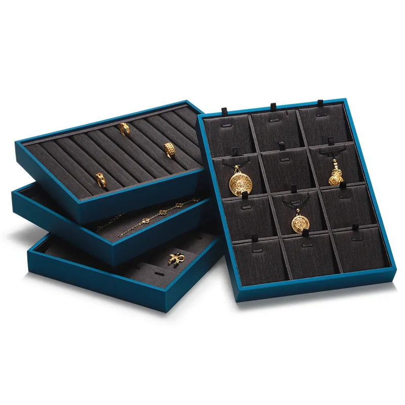 Jewelry Display Tray Dark Coffee Color Multifunction Trays Pendant, Ring, Bangle, Earring, Bracelet, Loose Diamond Tray & Leather TR050-c