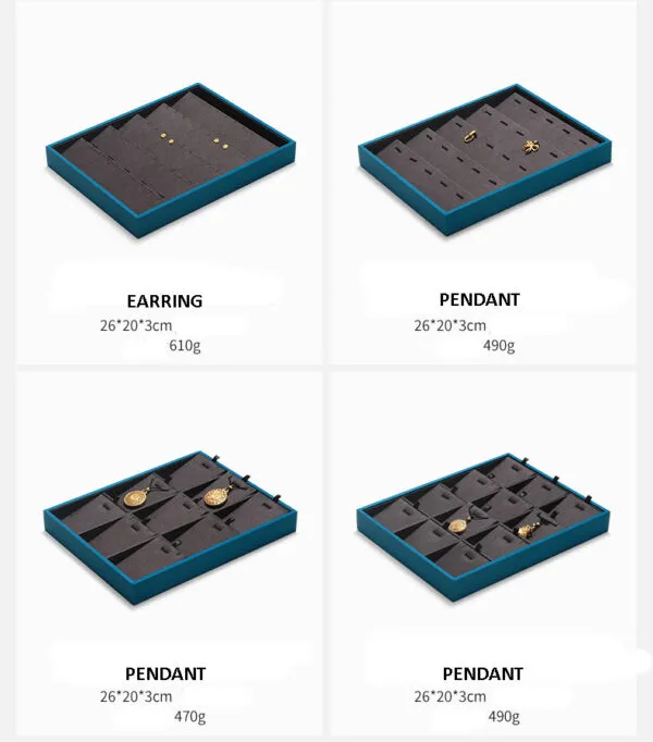 Jewelry Display Tray Dark Coffee Color Multifunction Trays Pendant, Ring, Bangle, Earring, Bracelet, Loose Diamond Tray & Leather TR050-d