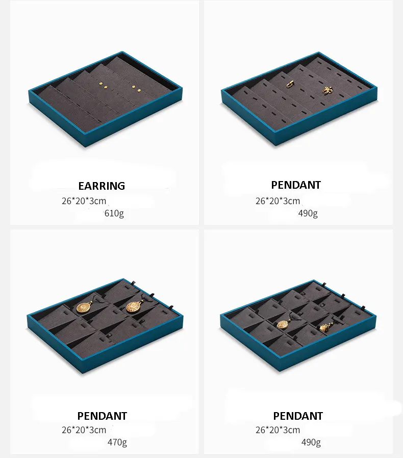 Jewelry Display Tray Dark Coffee Color Multifunction Trays Pendant, Ring, Bangle, Earring, Bracelet, Loose Diamond Tray & Leather TR050-d