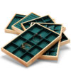 Jewelry Display Tray Green Multifunction Trays Pendant, Ring, Bangle, Brooch, Bracelet, Flat Tray & Microfiber, Wood TR048-a