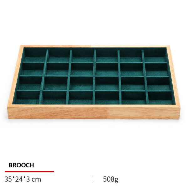 Jewelry Display Tray Green Multifunction Trays Pendant, Ring, Bangle, Brooch, Bracelet, Flat Tray & Microfiber, Wood TR048-b