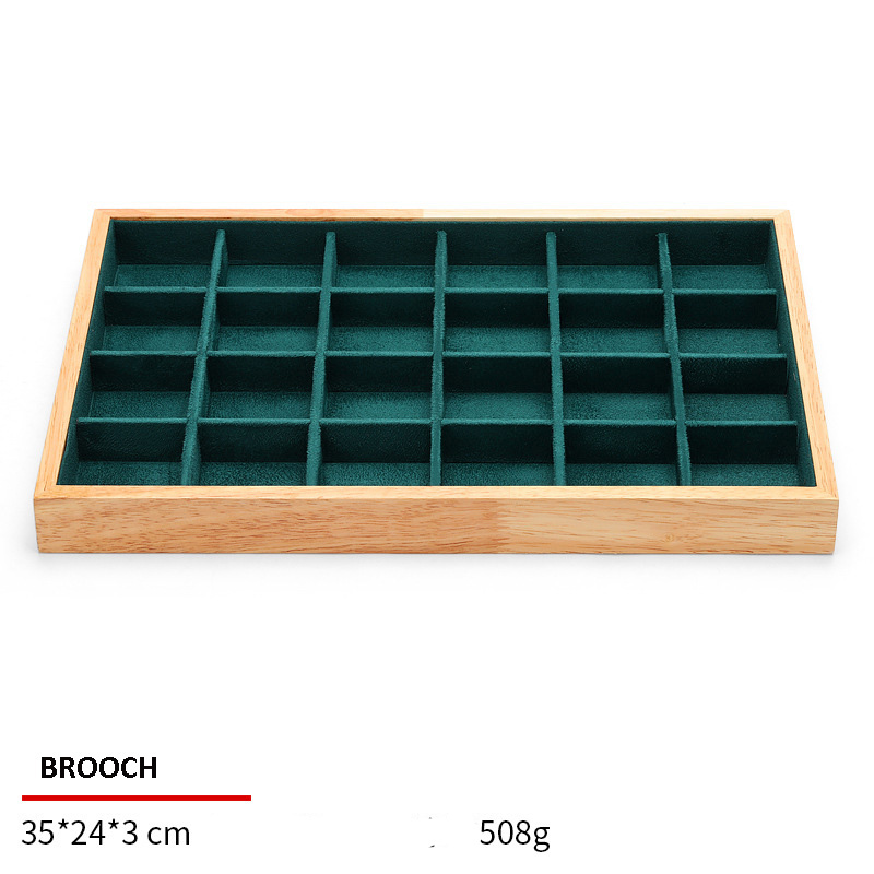 Jewelry Display Tray Green Multifunction Trays Pendant, Ring, Bangle, Brooch, Bracelet, Flat Tray & Microfiber, Wood TR048-b