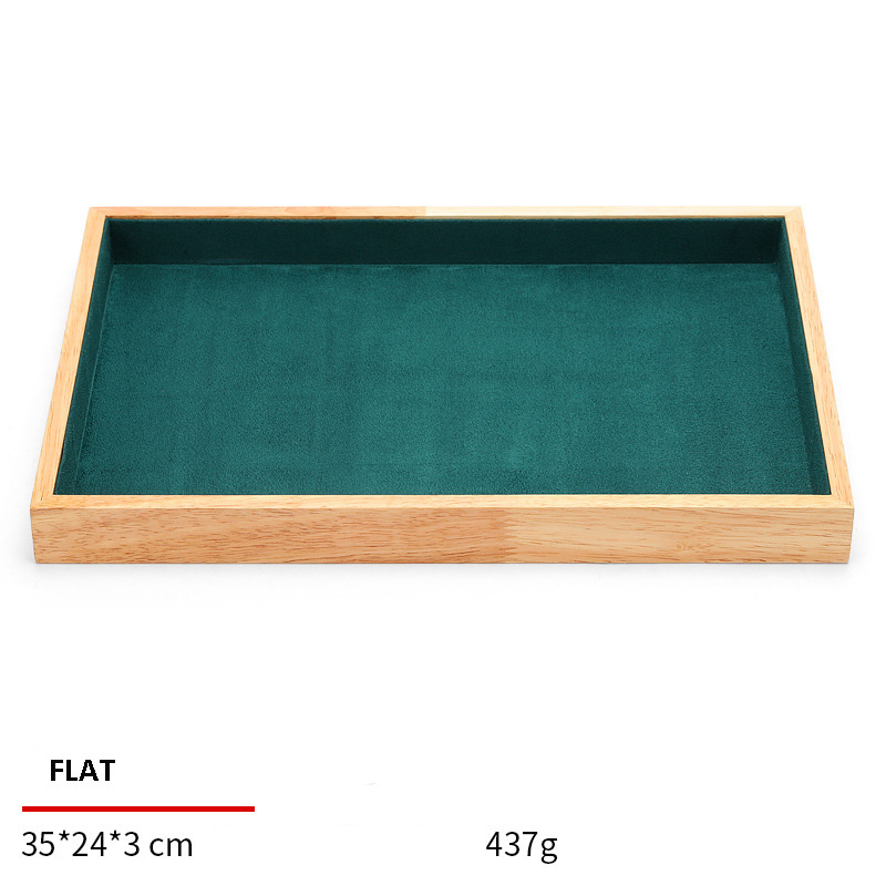 Jewelry Display Tray Green Multifunction Trays Pendant, Ring, Bangle, Brooch, Bracelet, Flat Tray & Microfiber, Wood TR048-j