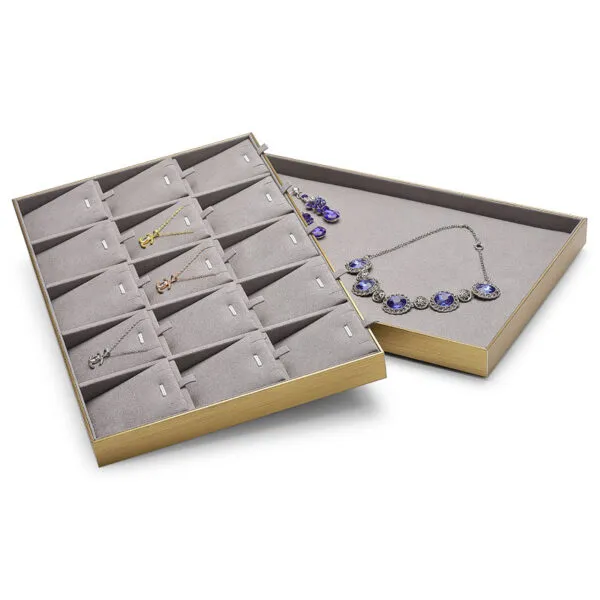 Jewelry Display Tray Grey Multifunction Trays Pendant, Ring, Bangle, Flat Tray & Microfiber, Velvet, Metal Leather TR046-d Jewelry Display Tray Grey Multifunction Trays Pendant, Ring, Bangle, Flat Tray & Microfiber, Velvet, Metal Leather TR046-d