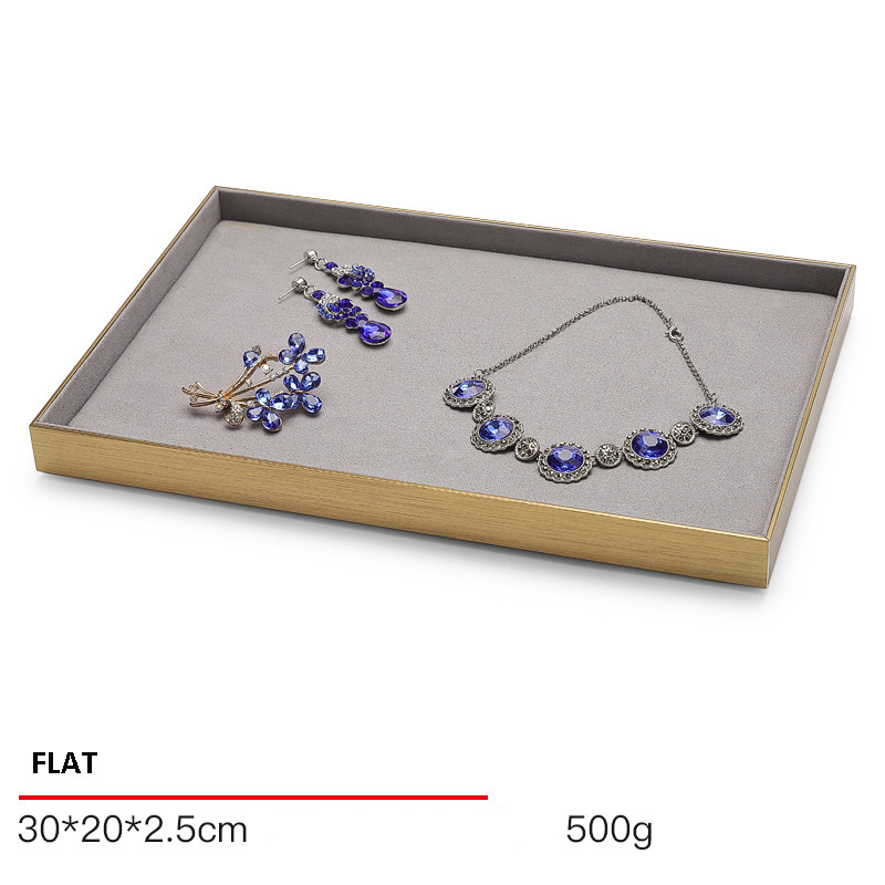 Jewelry Display Tray Grey Multifunction Trays Pendant, Ring, Bangle, Flat Tray & Microfiber, Velvet, Metal Leather TR046-f