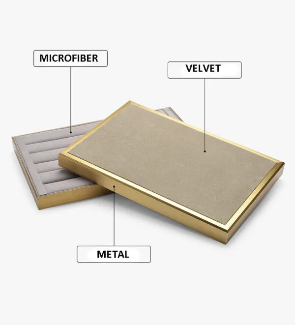 Jewelry Display Tray Grey Multifunction Trays Pendant, Ring, Bangle, Flat Tray & Microfiber, Velvet, Metal Leather TR046-j Jewelry Display Tray Grey Multifunction Trays Pendant, Ring, Bangle, Flat Tray & Microfiber, Velvet, Metal Leather TR046-j