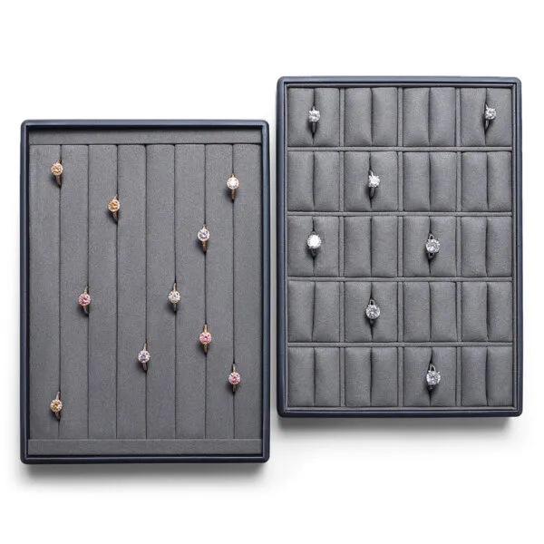 Jewelry Display Tray Grey Multifunction Trays Pendant, Ring Bracelet, Flat Tray & Microfiber, Leather TR045-a
