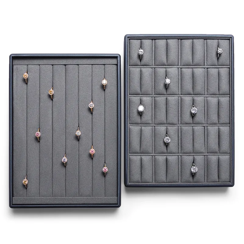 Jewelry Display Tray Grey Multifunction Trays Pendant, Ring Bracelet, Flat Tray & Microfiber, Leather TR045-a
