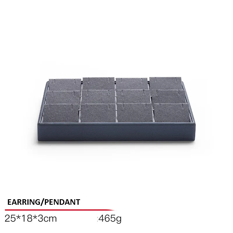Jewelry Display Tray Grey Multifunction Trays Pendant, Ring Bracelet, Flat Tray & Microfiber, Leather TR045-c