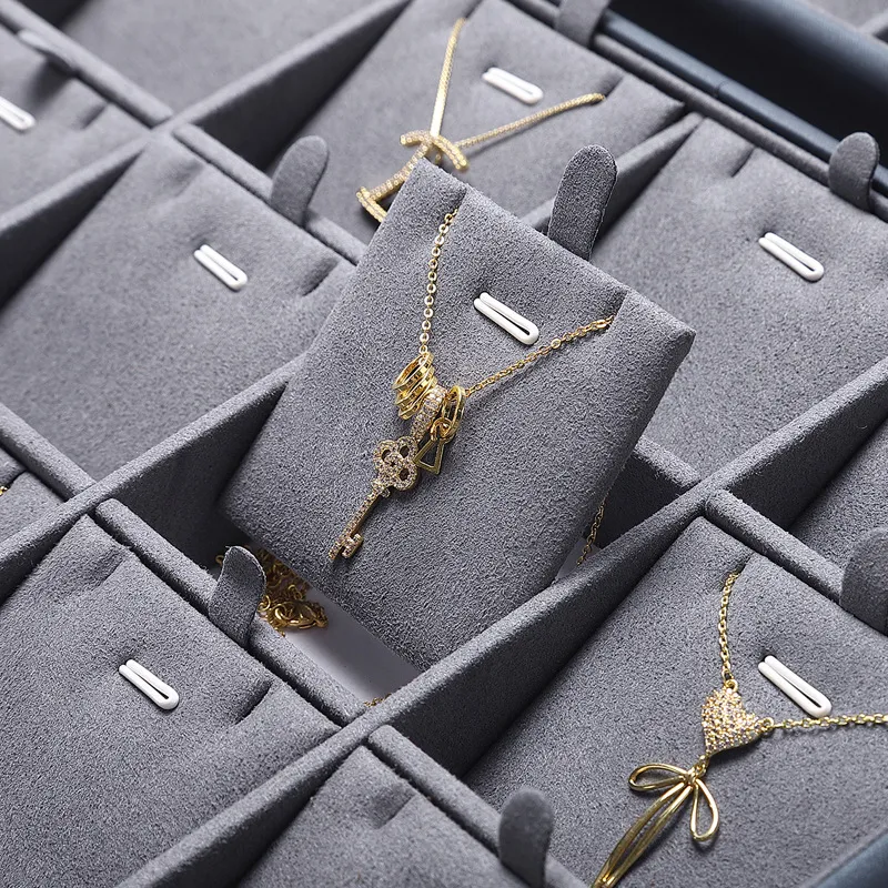 Jewelry Display Tray Grey Multifunction Trays Pendant, Ring Bracelet, Flat Tray & Microfiber, Leather TR045-g