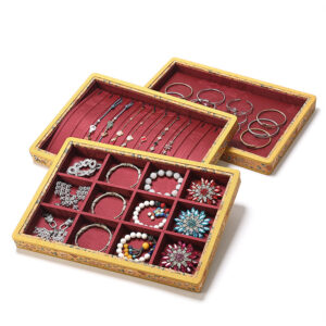 Jewelry Display Tray Red Multifunction Presentation Trays Pendant, Ring Bracelet, Bangle, Brooch, Flat Tray & Fabric TR039-a