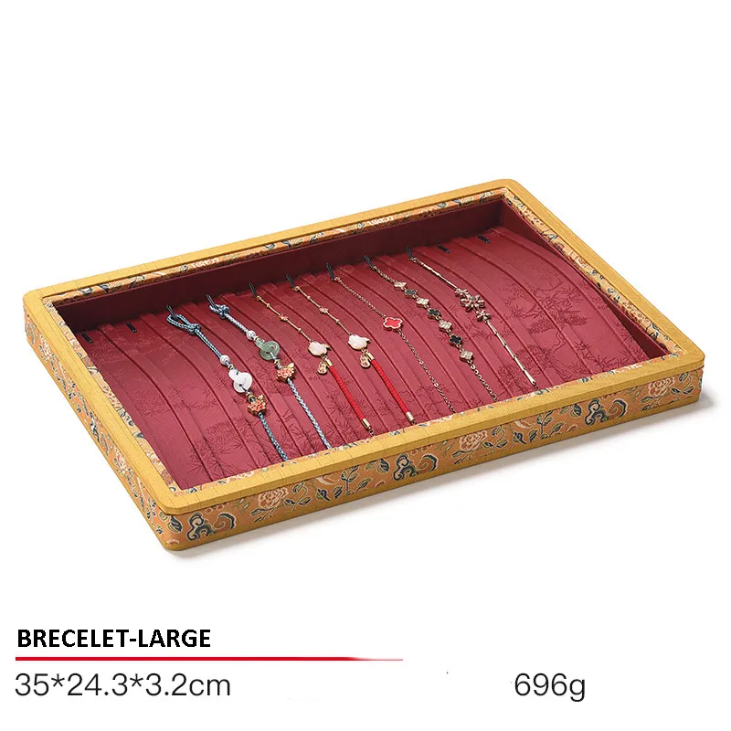 Jewelry Display Tray Red Multifunction Presentation Trays Pendant, Ring Bracelet, Bangle, Brooch, Flat Tray & Fabric TR039-c