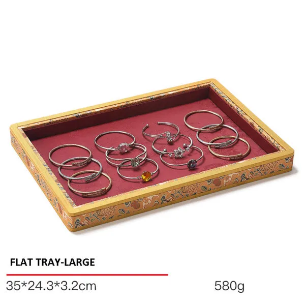 Jewelry Display Tray Red Multifunction Presentation Trays Pendant, Ring Bracelet, Bangle, Brooch, Flat Tray & Fabric TR039-g