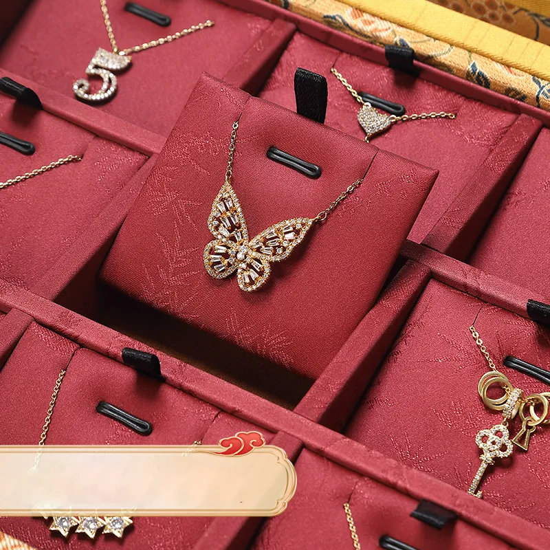 Jewelry Display Tray Red Multifunction Presentation Trays Pendant, Ring Bracelet, Bangle, Brooch, Flat Tray & Fabric TR039-i