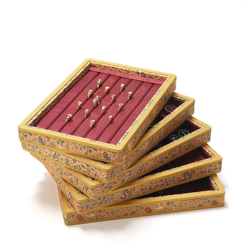 Jewelry Display Tray Red Multifunction Presentation Trays Pendant, Ring Bracelet, Bangle, Brooch, Flat Tray & Fabric TR039-j