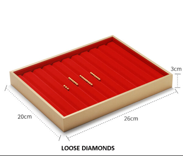 Jewelry Display Tray Red Multifunction Trays Pendant, Ring, Bangle, Earring, Bracelet, Loose Diamond Tray & Microfiber, Wood TR049-f