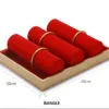 Jewelry Display Tray Red Multifunction Trays Pendant, Ring, Bangle, Earring, Bracelet, Loose Diamond Tray & Microfiber, Wood TR049-g