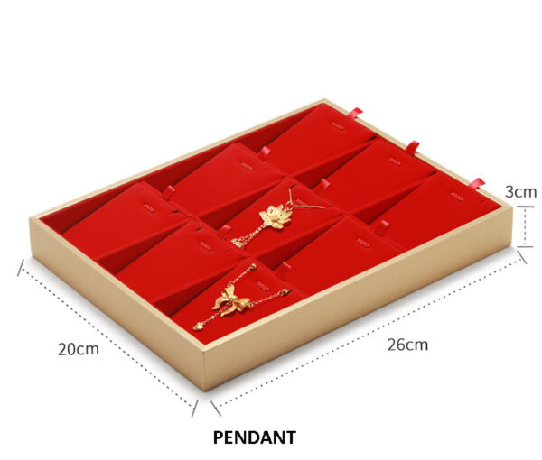 Jewelry Display Tray Red Multifunction Trays Pendant, Ring, Bangle, Earring, Bracelet, Loose Diamond Tray & Microfiber, Wood TR049-j