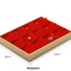 Jewelry Display Tray Red Multifunction Trays Pendant, Ring, Bangle, Earring, Bracelet, Loose Diamond Tray & Microfiber, Wood TR049-k