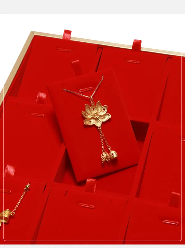 Jewelry Display Tray Red Multifunction Trays Pendant, Ring, Bangle, Earring, Bracelet, Loose Diamond Tray & Microfiber, Wood TR049-n
