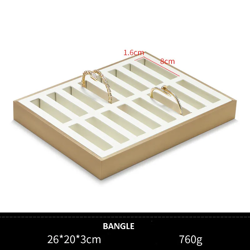 Jewelry Display Tray White Multifunction Trays Chain, Pendant, Ring, Bangle, Earring, Bracelet, Loose Diamond Tray & Leather TR051-b