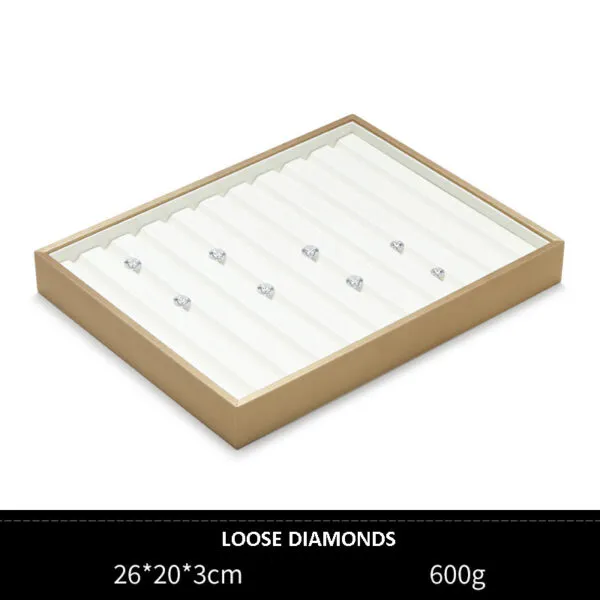 Jewelry Display Tray White Multifunction Trays Chain, Pendant, Ring, Bangle, Earring, Bracelet, Loose Diamond Tray & Leather TR051-f Jewelry Display Tray White Multifunction Trays Chain, Pendant, Ring, Bangle, Earring, Bracelet, Loose Diamond Tray & Leather TR051-f