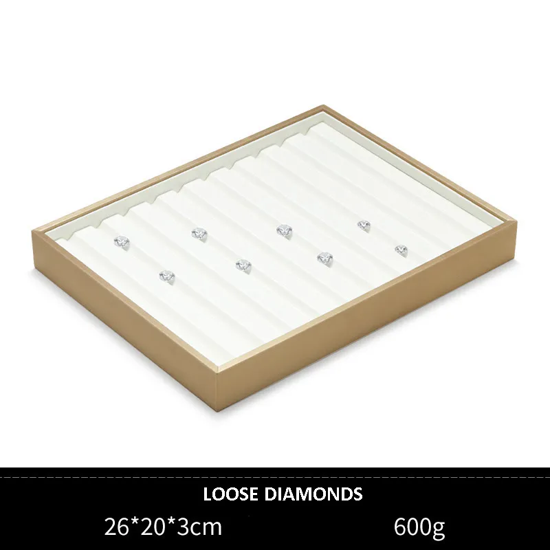 Jewelry Display Tray White Multifunction Trays Chain, Pendant, Ring, Bangle, Earring, Bracelet, Loose Diamond Tray & Leather TR051-f