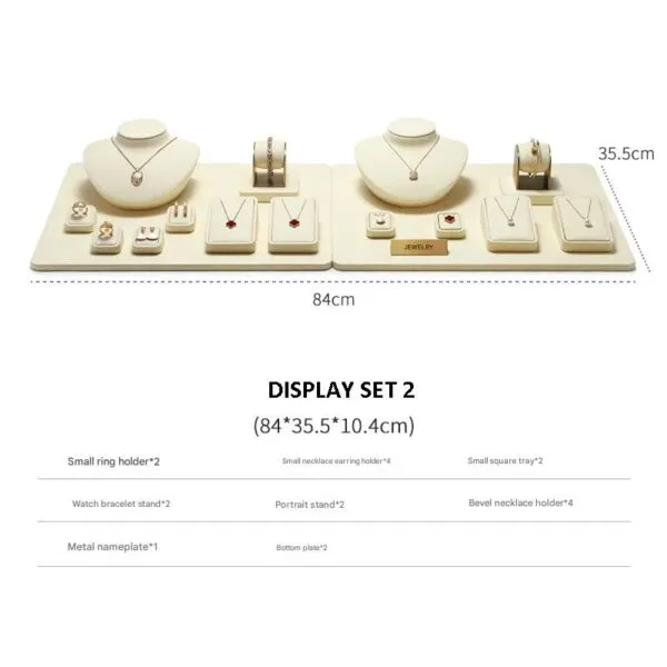 Jewelry Watch Display Stand Set Beige Color & Microfiber Material DS169-a