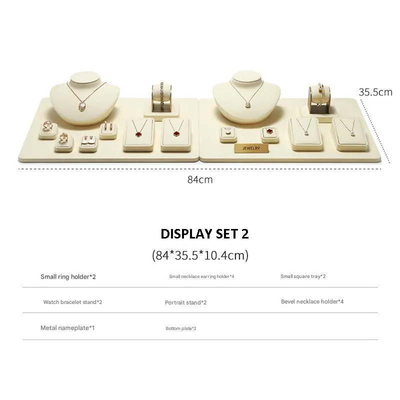 Jewelry Watch Display Stand Set Beige Color & Microfiber Material DS169-a