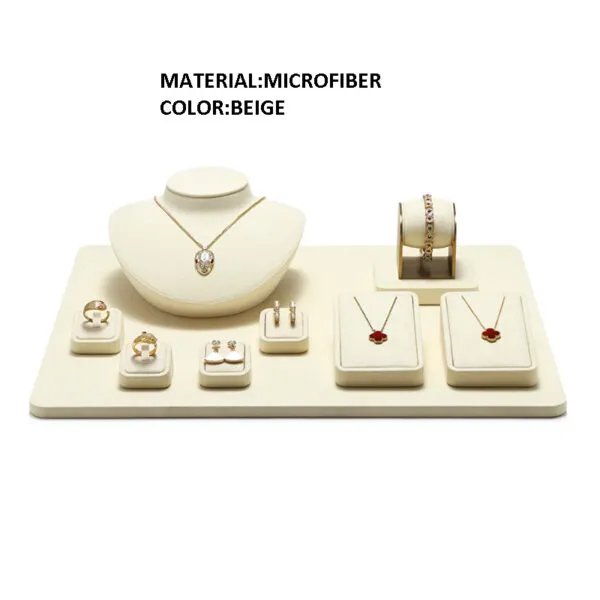 Jewelry Watch Display Stand Set Beige Color & Microfiber Material DS169-b