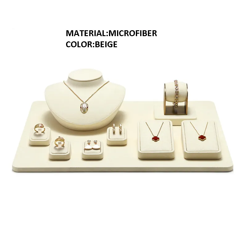 Jewelry Watch Display Stand Set Beige Color & Microfiber Material DS169-b