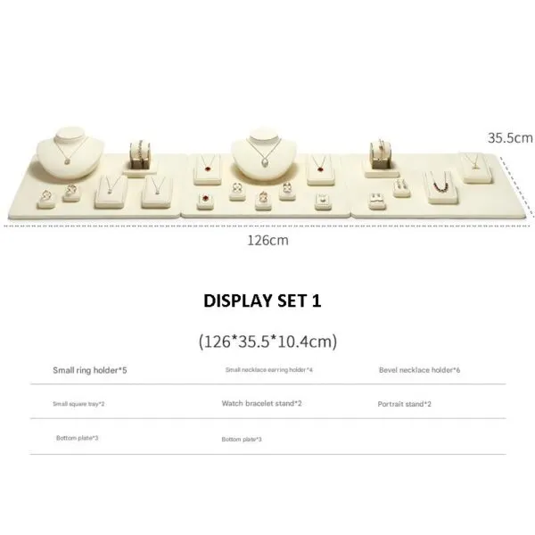 Jewelry Watch Display Stand Set Beige Color & Microfiber Material DS169-c