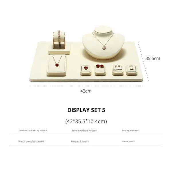 Jewelry Watch Display Stand Set Beige Color & Microfiber Material DS169-f
