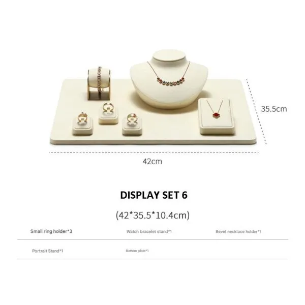 Jewelry Watch Display Stand Set Beige Color & Microfiber Material DS169-g