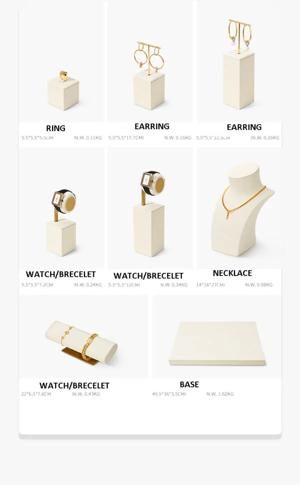 Jewelry Watch Display Stand Set Beige Color & Microfiber Material DS173-d