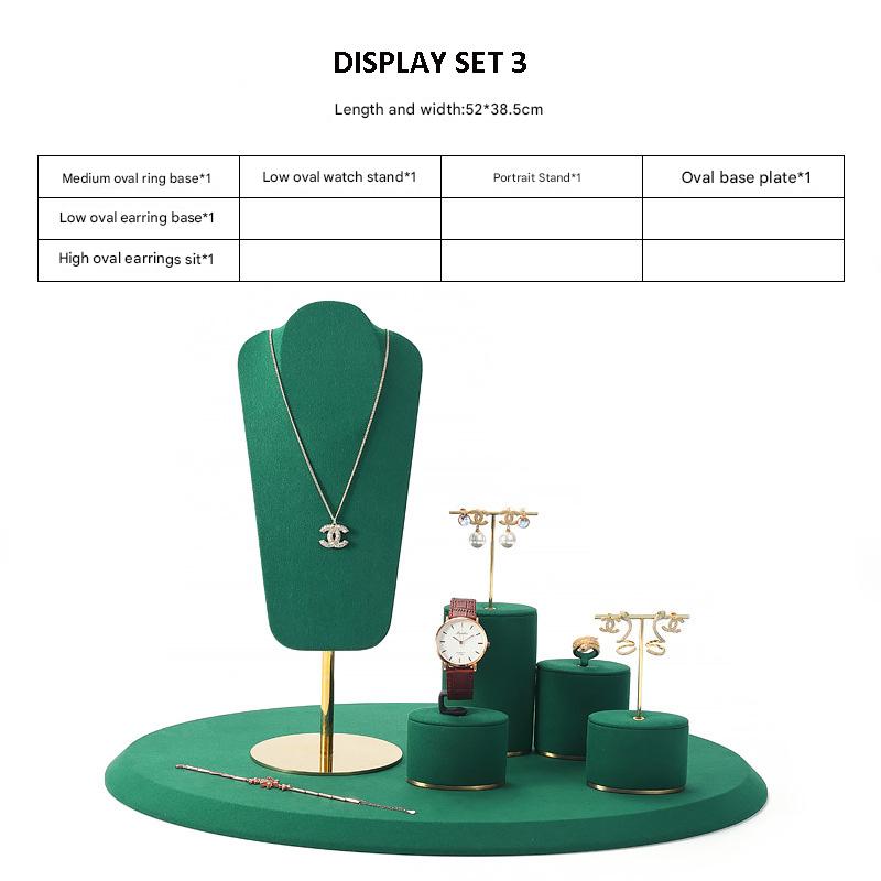 Jewelry and Watch Display Stand Set Green Color & Microfiber, Meta Material DS152-m