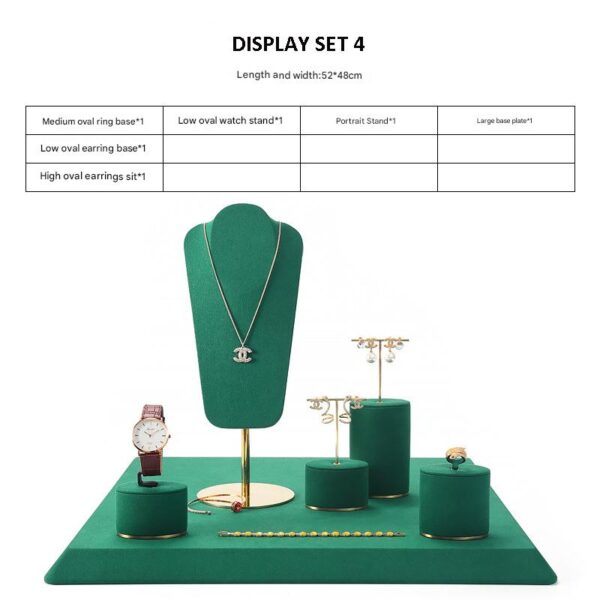 Jewelry and Watch Display Stand Set Green Color & Microfiber, Meta Material DS152-n