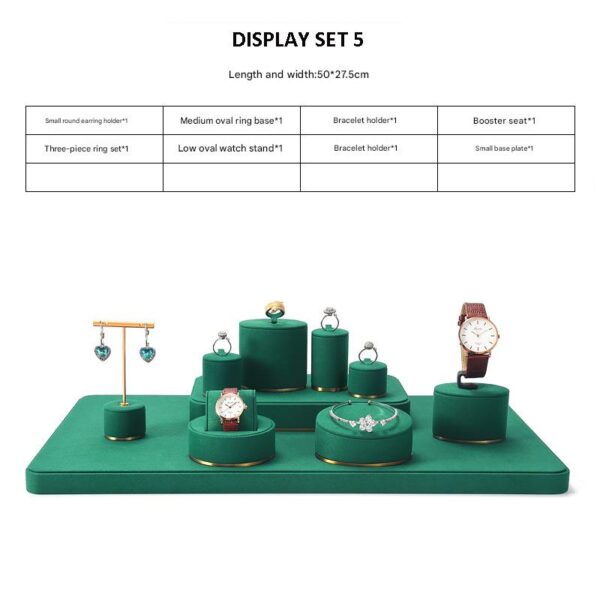 Jewelry and Watch Display Stand Set Green Color & Microfiber, Meta Material DS152-o