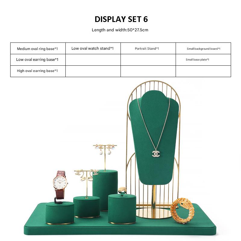 Jewelry and Watch Display Stand Set Green Color & Microfiber, Meta Material DS152-p