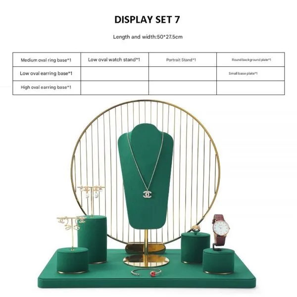 Jewelry and Watch Display Stand Set Green Color & Microfiber, Meta Material DS152-q