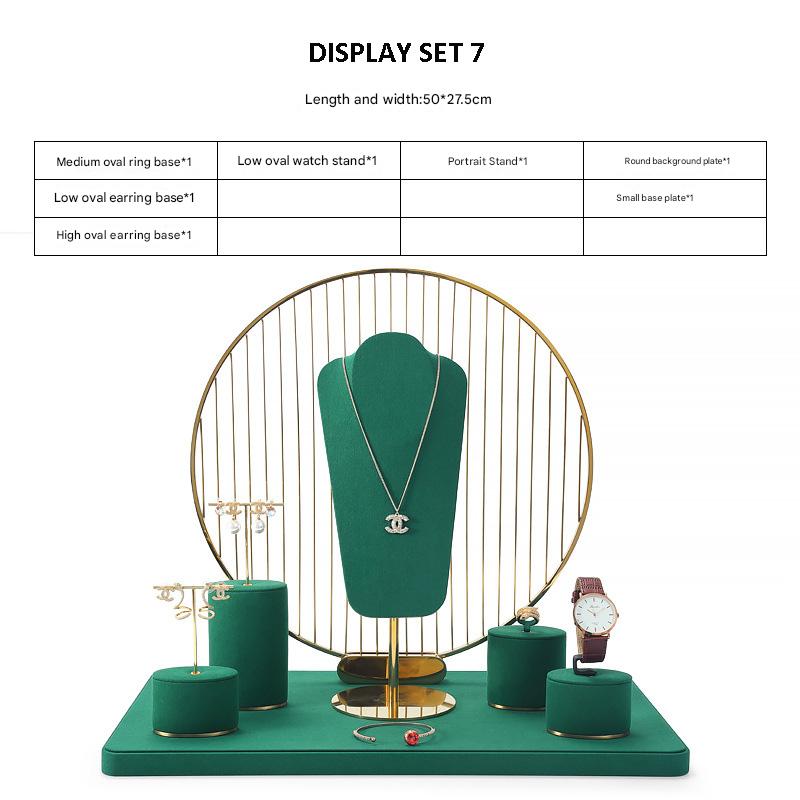 Jewelry and Watch Display Stand Set Green Color & Microfiber, Meta Material DS152-q