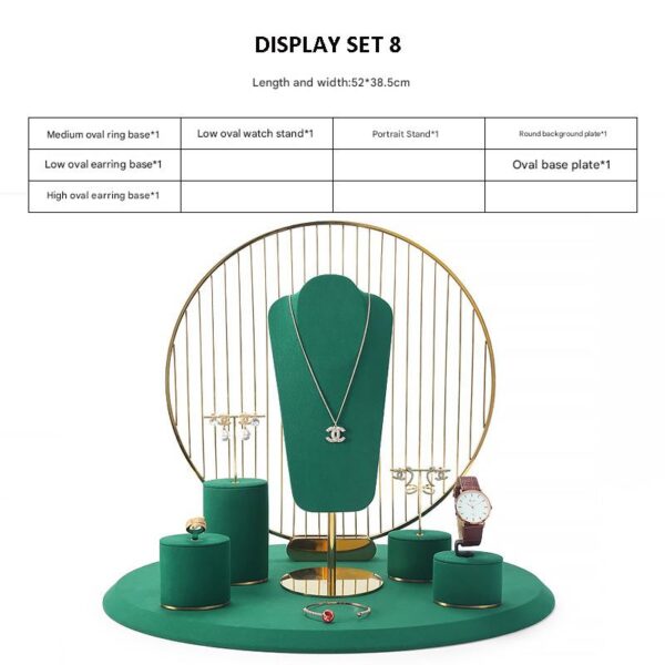 Jewelry and Watch Display Stand Set Green Color & Microfiber, Meta Material DS152-r