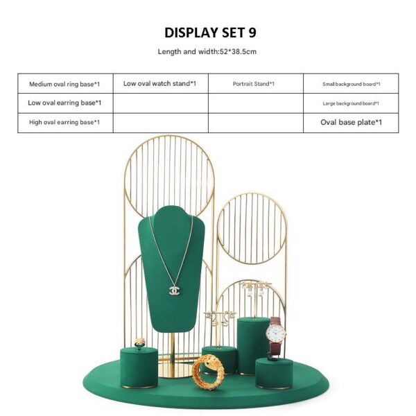 Jewelry and Watch Display Stand Set Green Color & Microfiber, Meta Material DS152-s