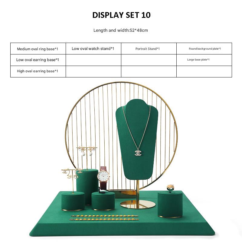 Jewelry and Watch Display Stand Set Green Color & Microfiber, Meta Material DS152-t