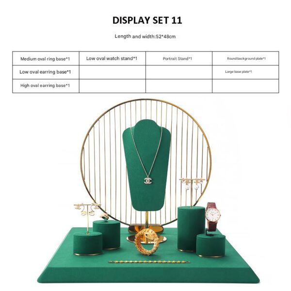 Jewelry and Watch Display Stand Set Green Color & Microfiber, Meta Material DS152-u