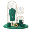 Jewelry and Watch Display Stand Set Green Color & Microfiber, Meta Material DS152-v