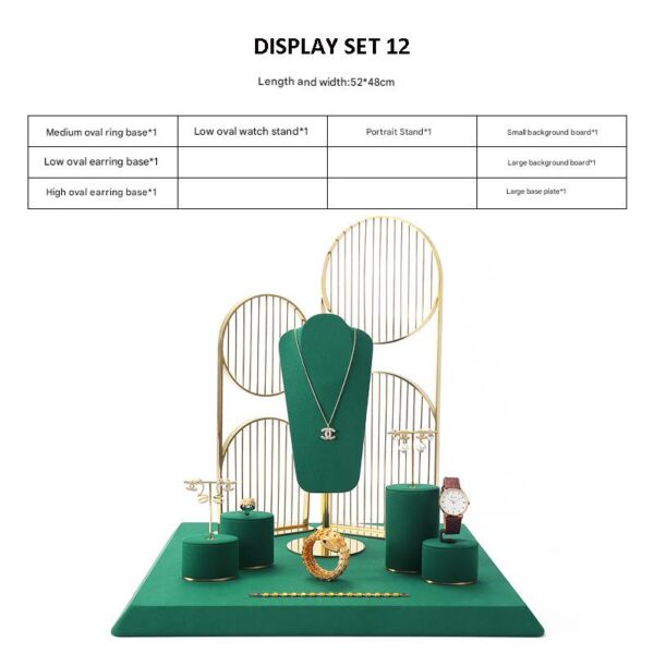 Jewelry and Watch Display Stand Set Green Color & Microfiber, Meta Material DS152-w